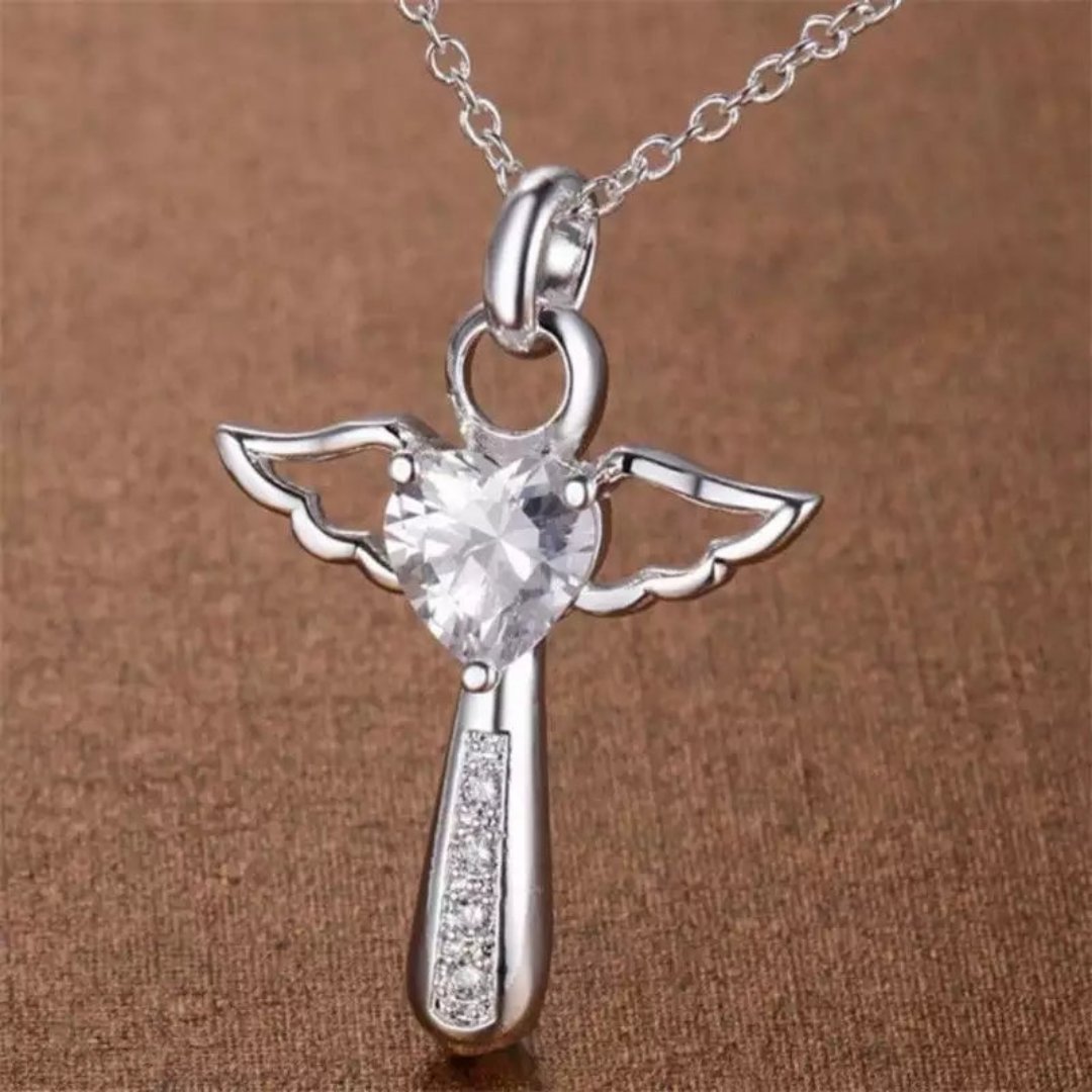 Angelic Cross Heart Stone Necklace - 2 Colors