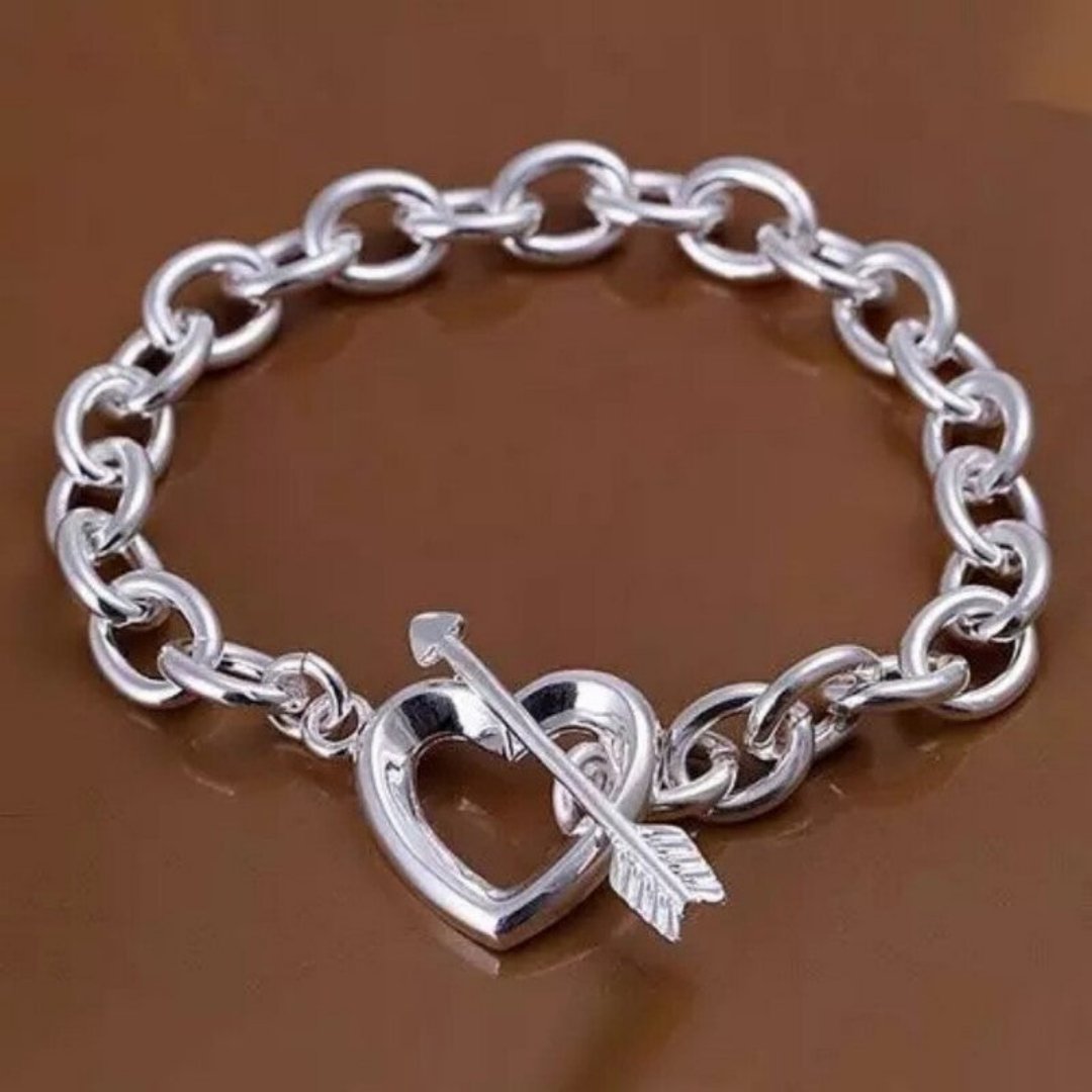 Arrow Heart Sterling Silver Bracelet