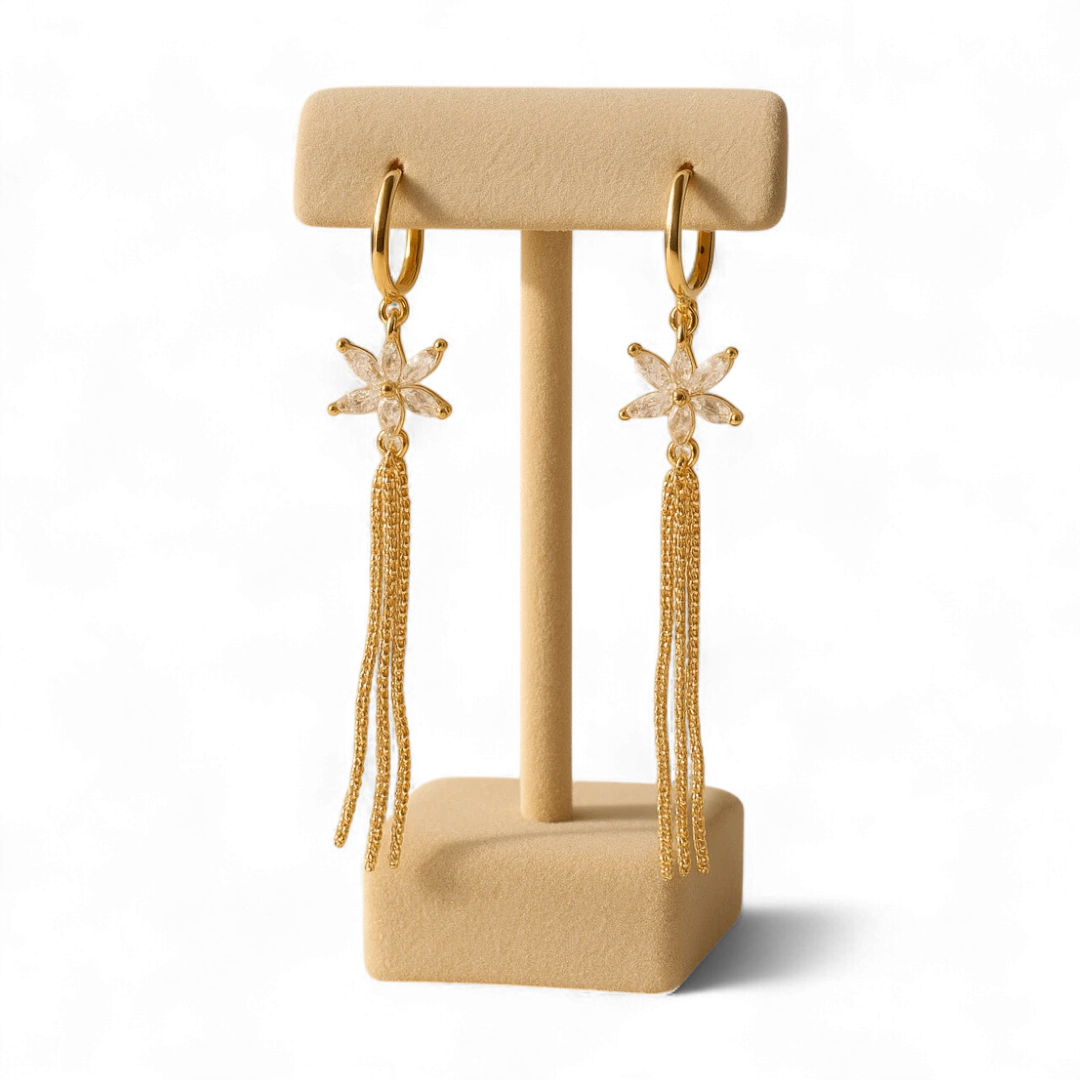Gold Star Tassel Drop Earrings