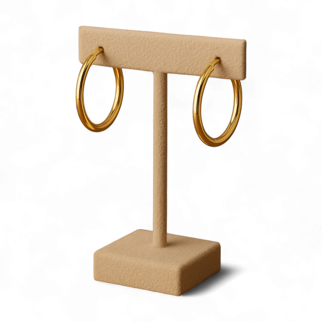 Gold Round Hoop Earrings - Medium