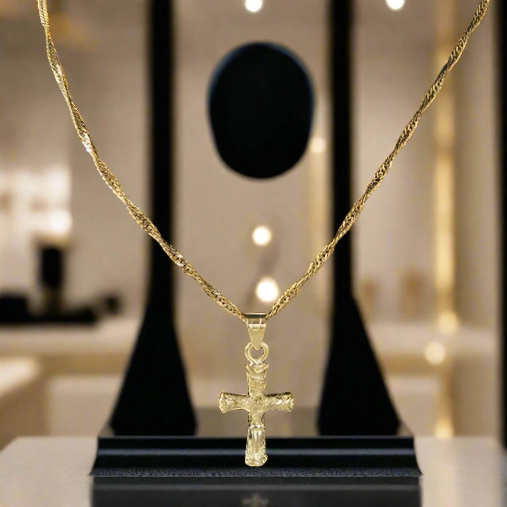 Gold Crucifix Necklace - Fine Chain