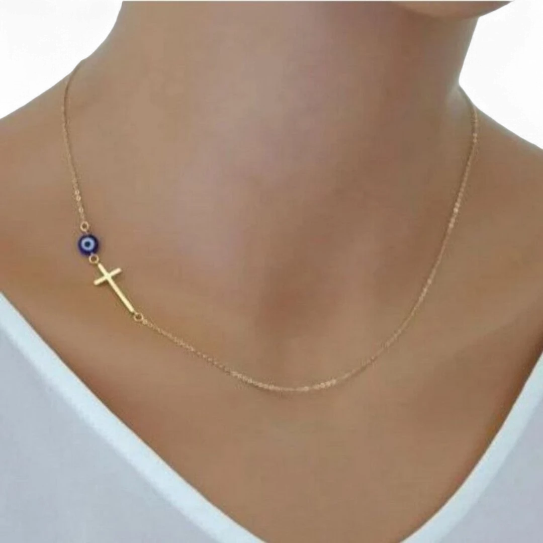 Cross And Eye Necklace