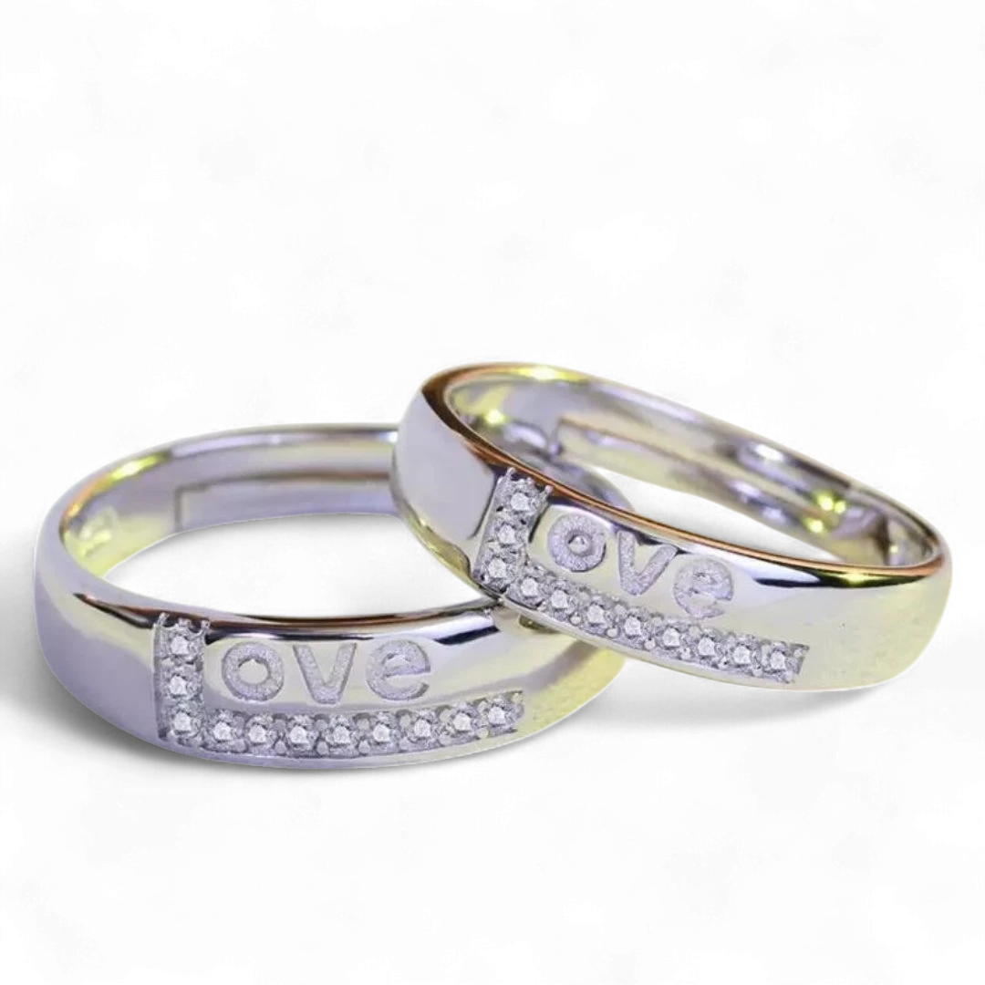 Rhinestones Love Couple Rings