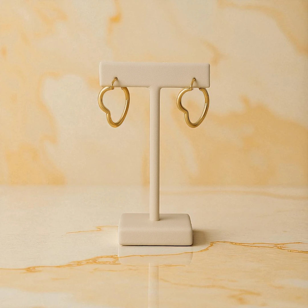 Gold Heart Hoop Earrings