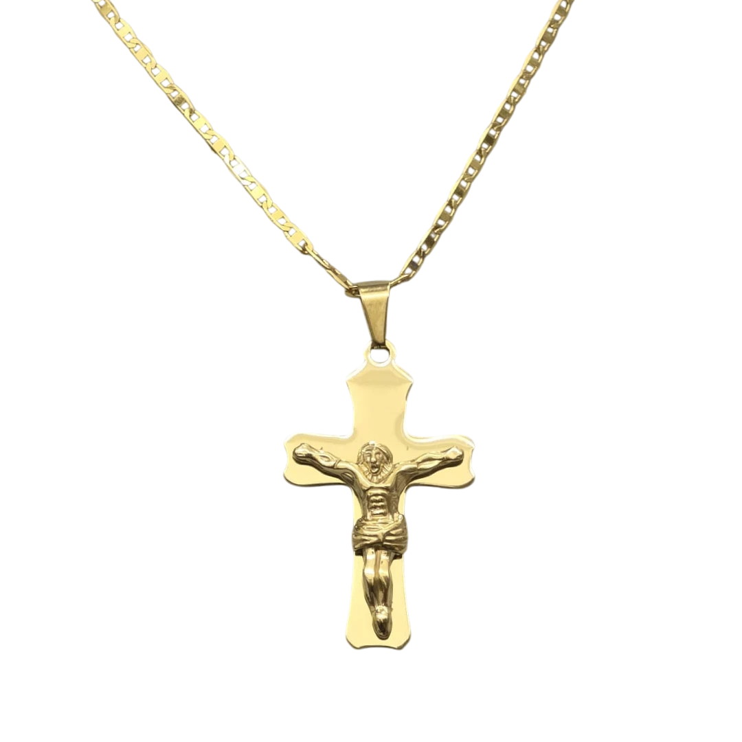 Gold Crucifix Cross Pendant Necklace