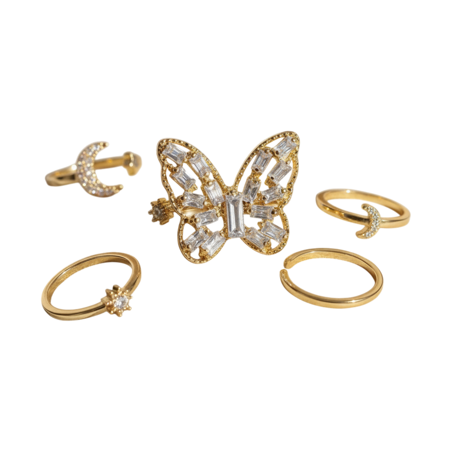 Golden Butterfly & Celestial Ring Set