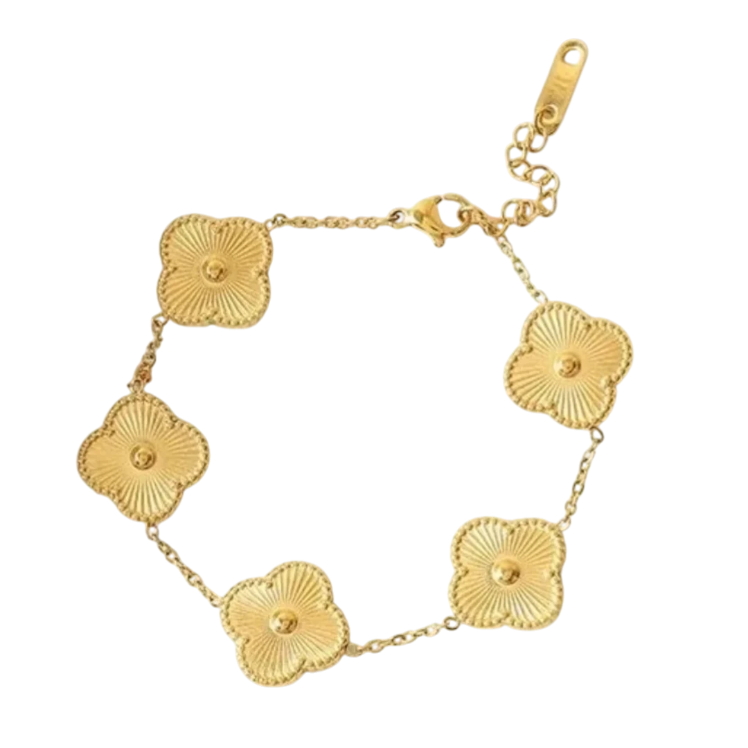 Luxury Vintage Alhambra Style Bracelet in Gold Tone