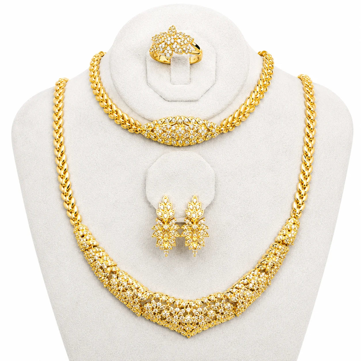 Bride Luxury Bohemia Gold-Plated Ring Set