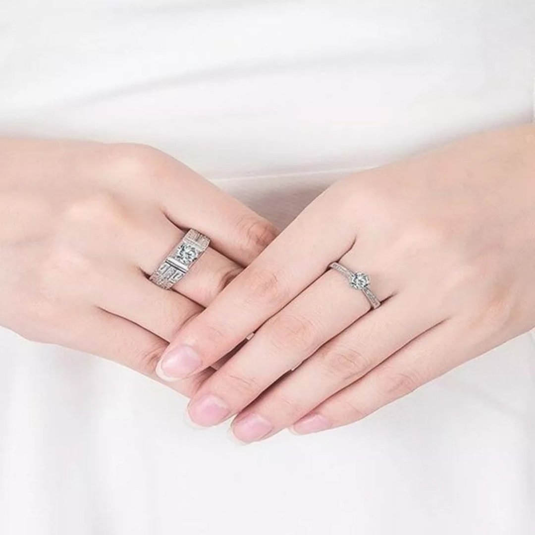 Classy Zircon Couple Rings