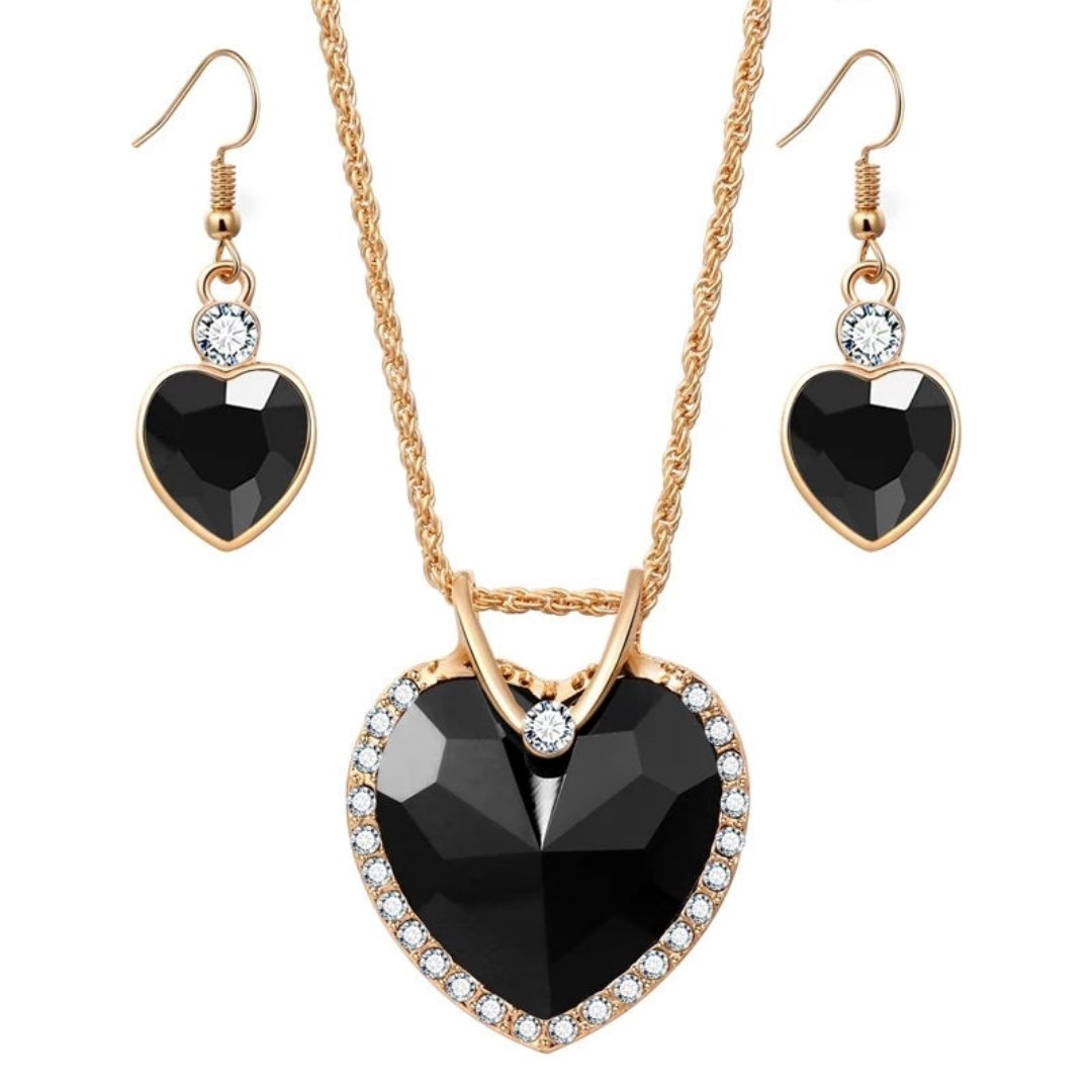 Crystal Heart Rhinestones Set