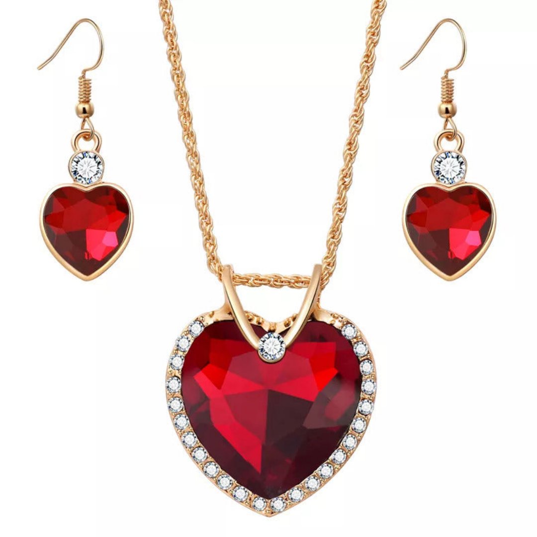 Crystal Heart Rhinestones Set
