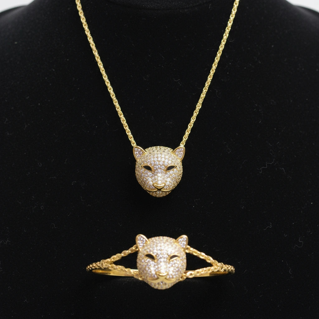 Cute Rhinestone Tiger Set