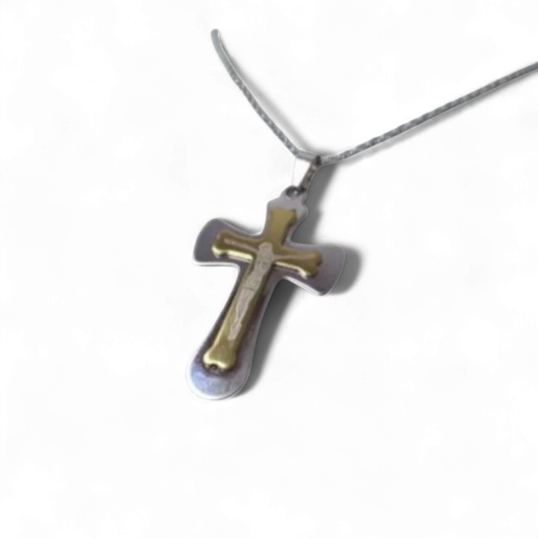 Double Cross Jesus Necklace
