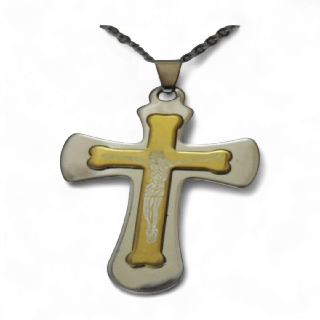 Double Cross Jesus Necklace