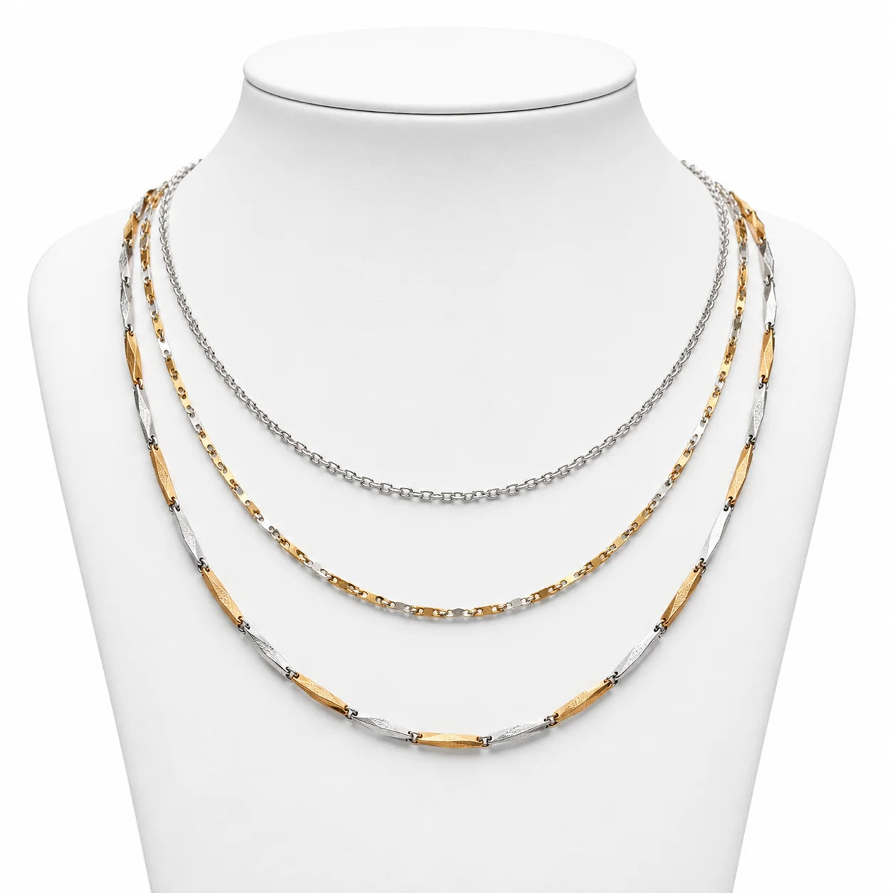 Double Tone Gold And Silver Necklace