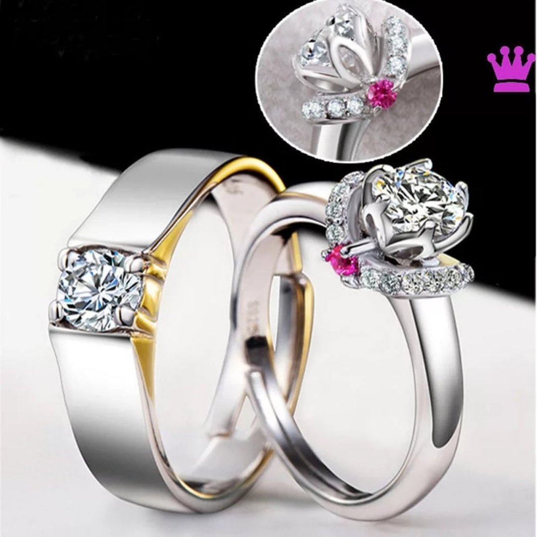 Elegant Flower Couple Rings