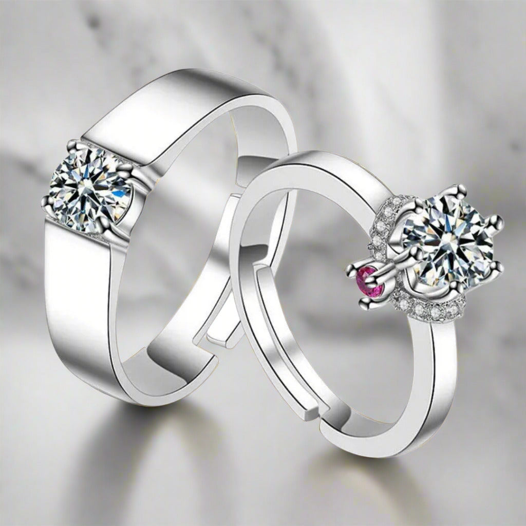 Elegant Flower Couple Rings