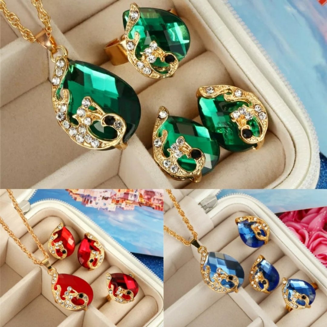 Ethnic Crystal Peacock Jewelry Set