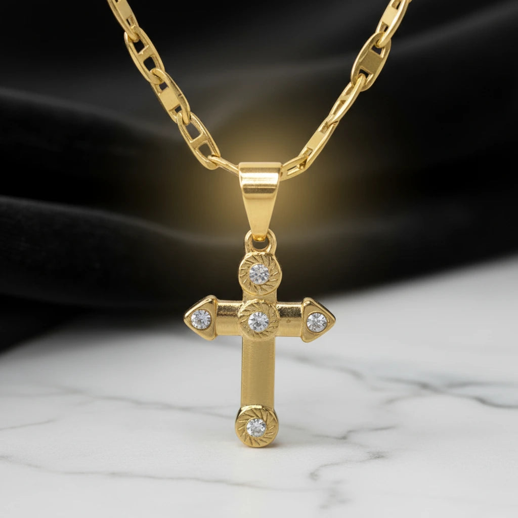 Exquisite Stones Cross Necklace