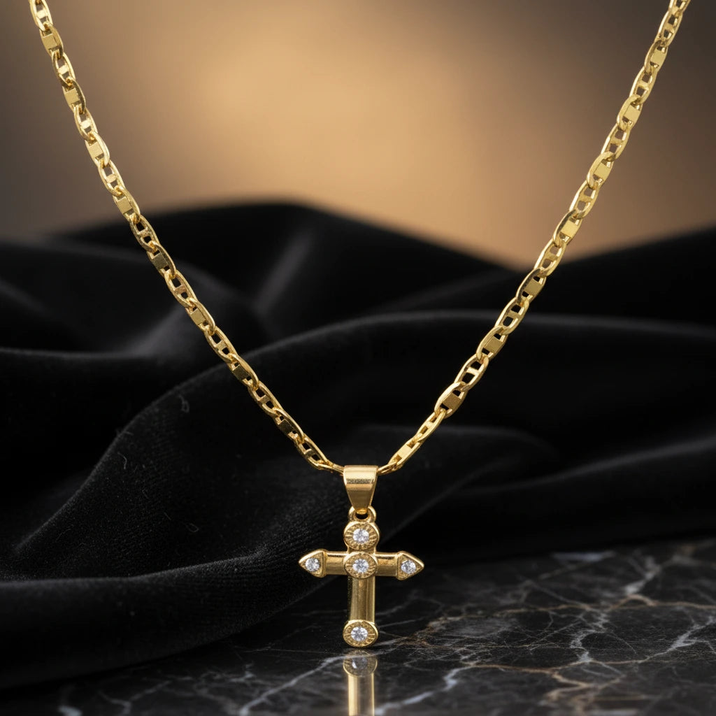 Exquisite Stones Cross Necklace