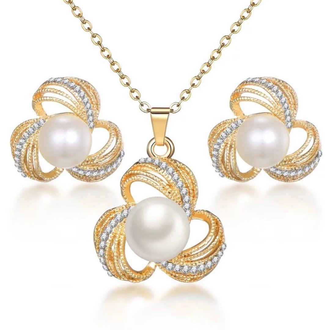 Flower Crystal Pearl Set