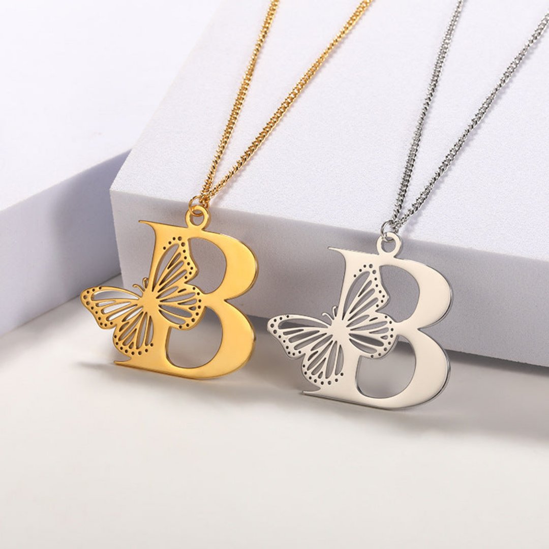 Initial Butterfly Necklace