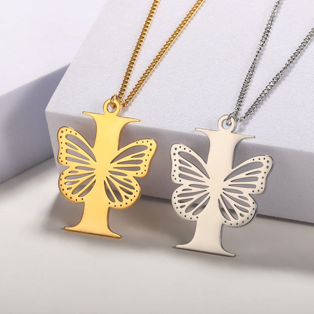 Initial Butterfly Necklace
