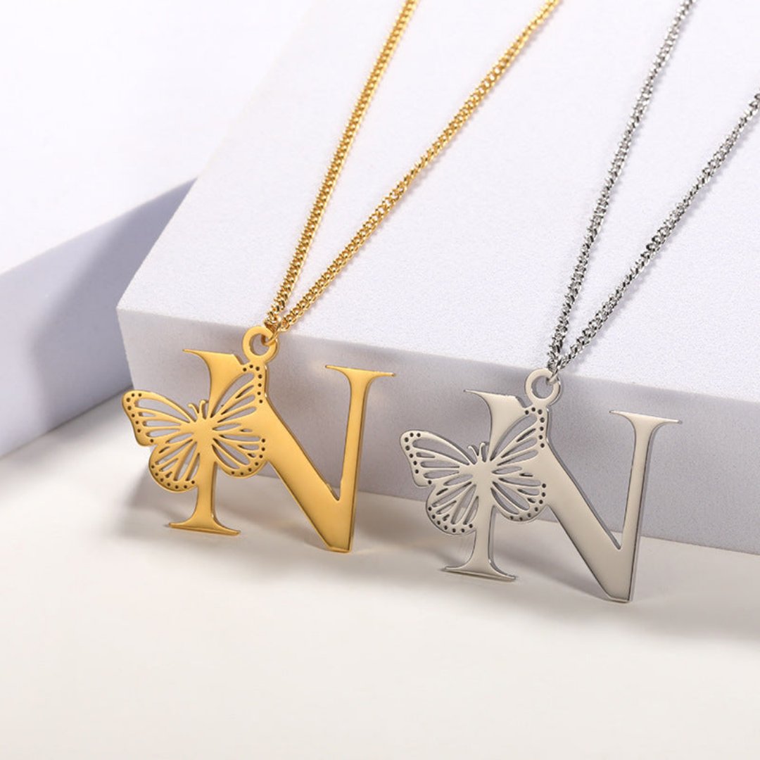 Initial Butterfly Necklace