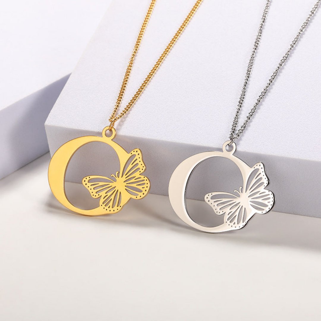 Initial Butterfly Necklace