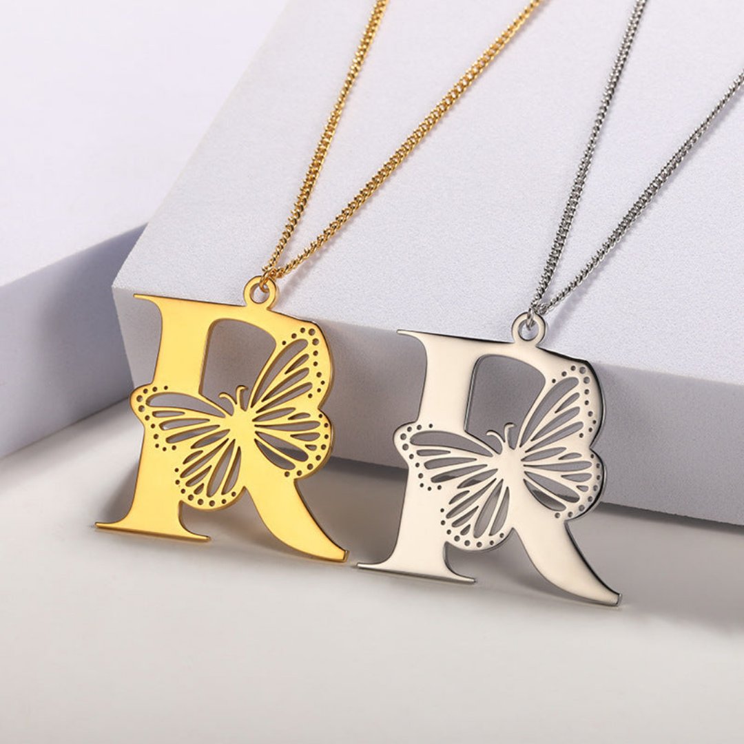 Initial Butterfly Necklace
