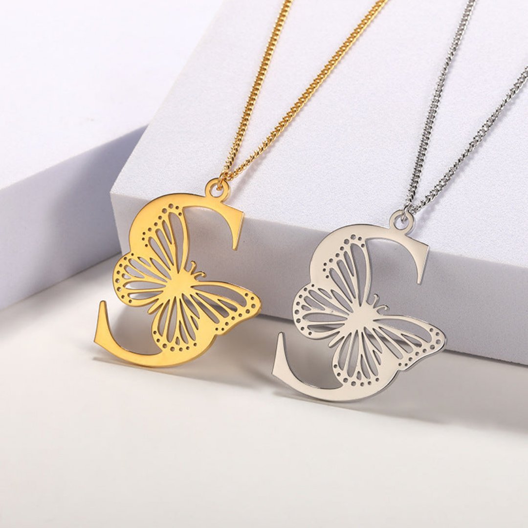Initial Butterfly Necklace