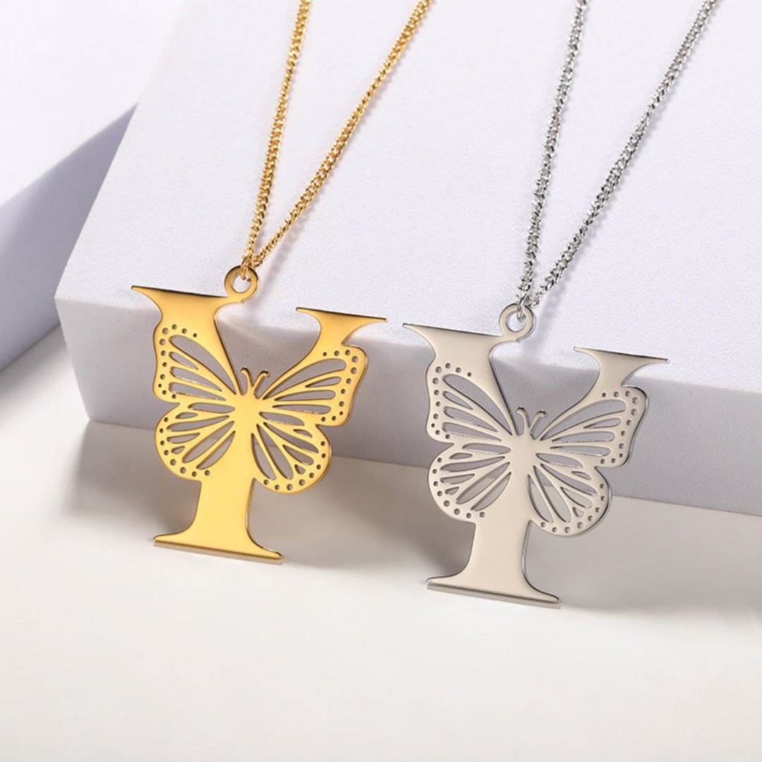 Initial Butterfly Necklace
