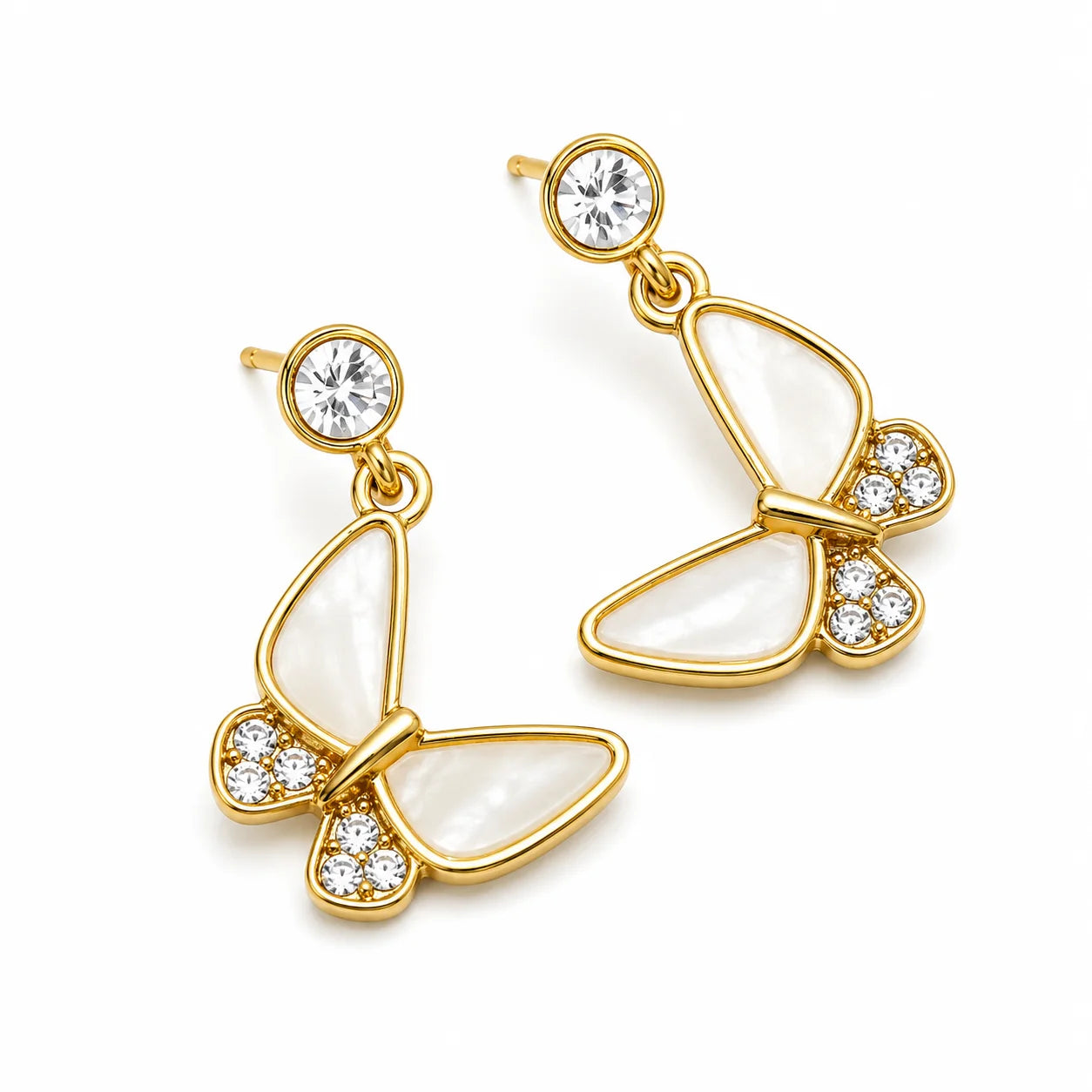 Lovely Butterfly Crystal Drop Earrings