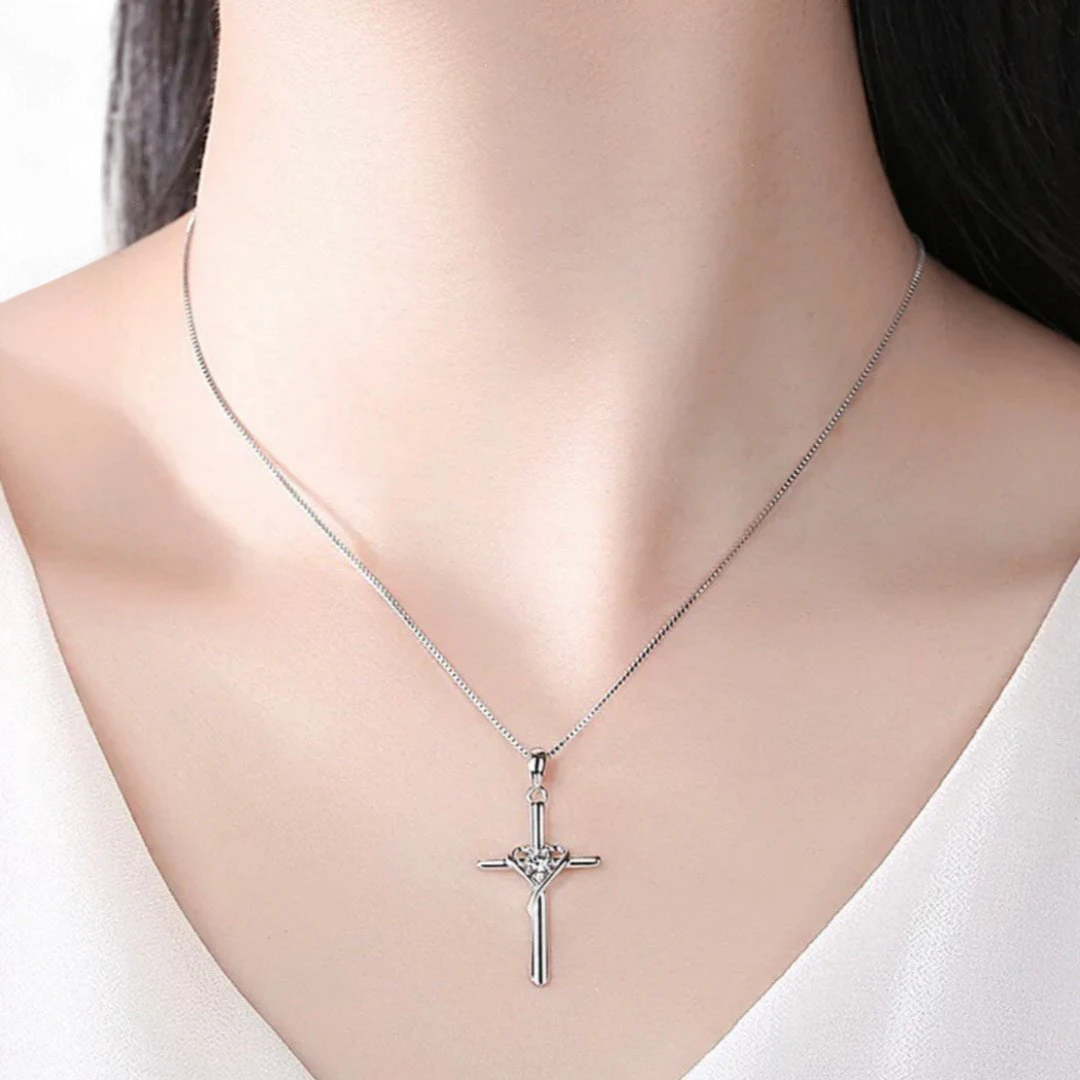 Lucky Heart Cross Necklace