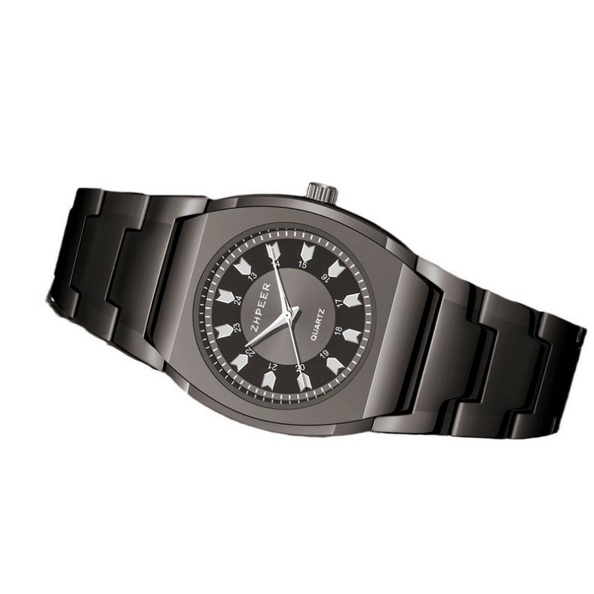 Men’s Black Steel Watch & Bracelet Set