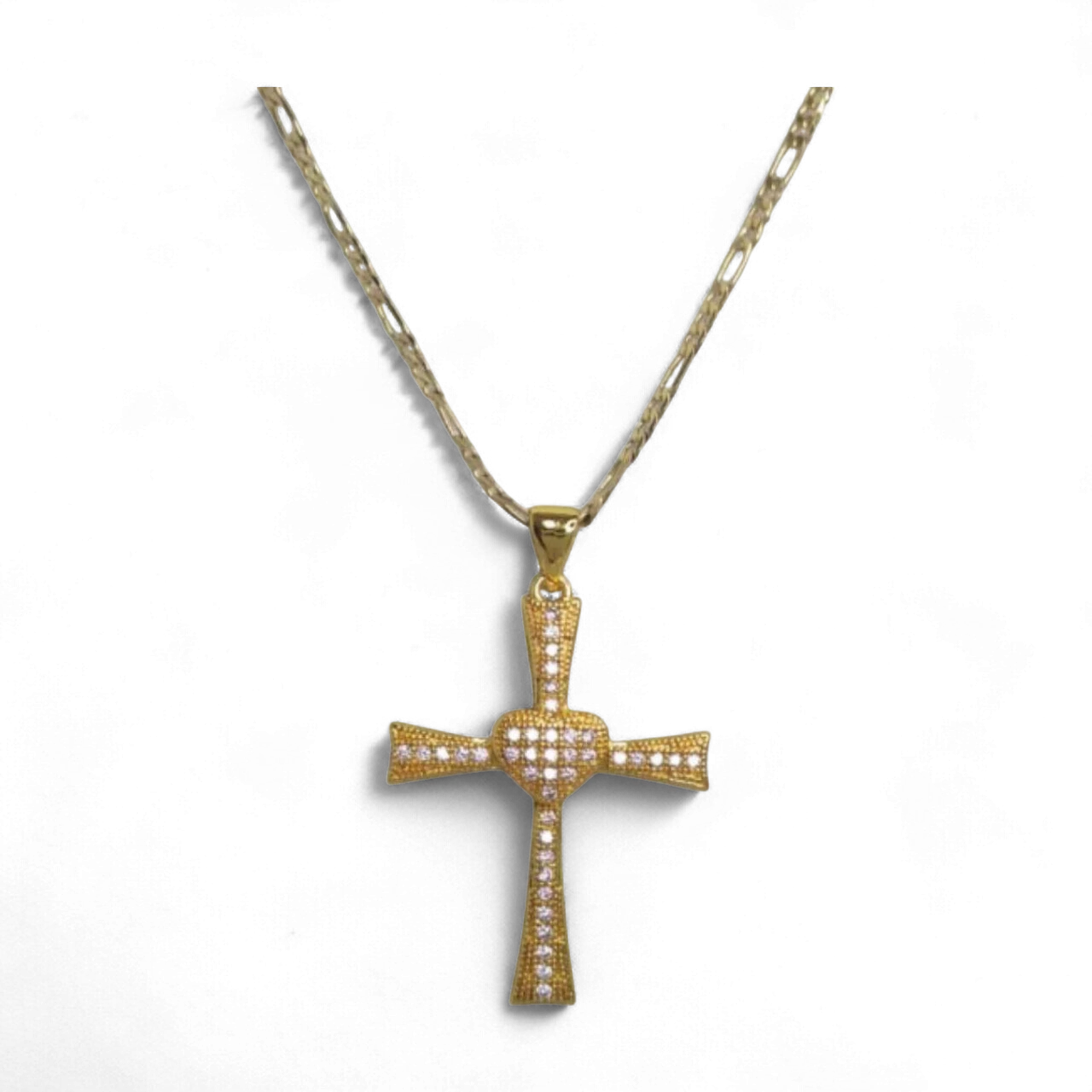 Rhinestone Heart Cross Necklace
