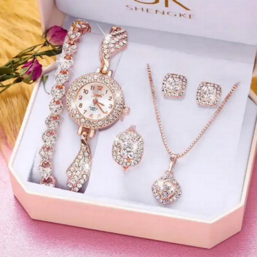 Rhinestone Crystal Watch Set