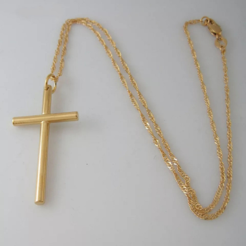 Long Simple Cross Necklace