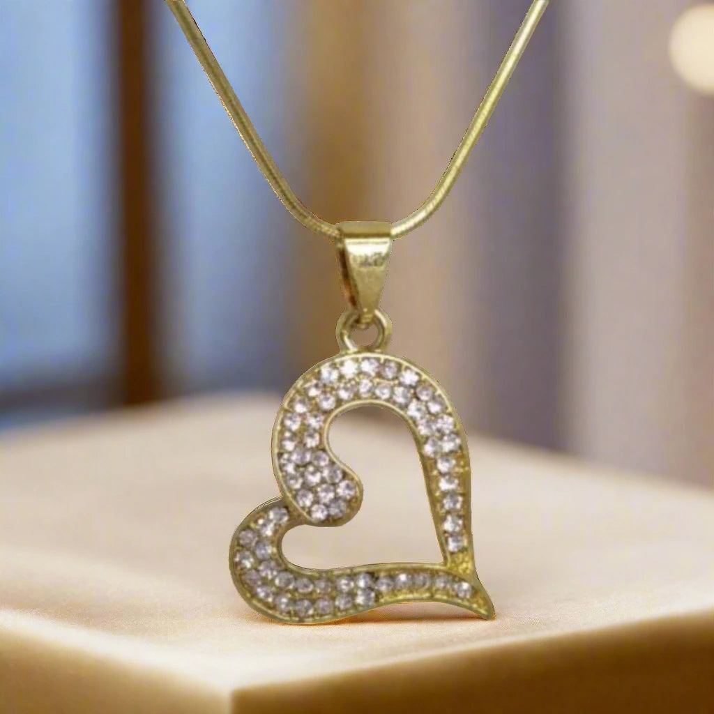Shiny Curved Heart Necklace