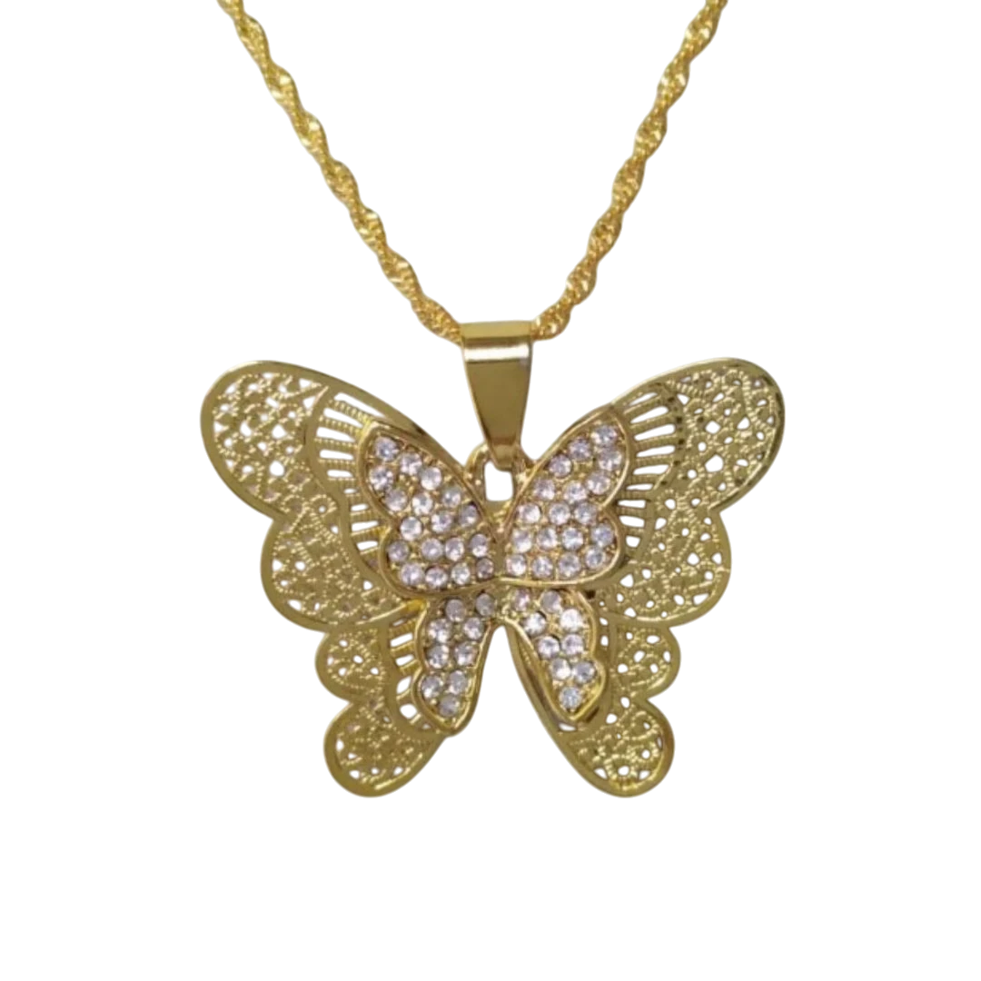 Shiny Double Butterfly Necklace