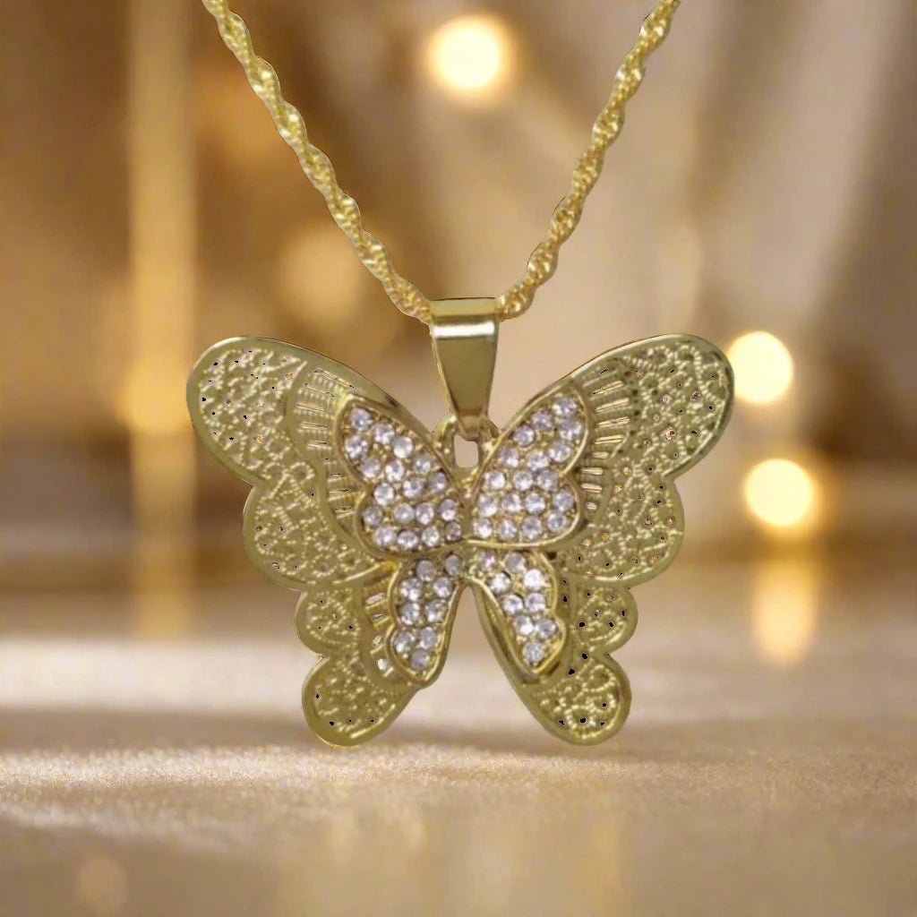 Shiny Double Butterfly Necklace