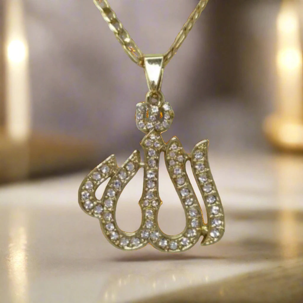 Shiny Rhinestone Allah Necklace