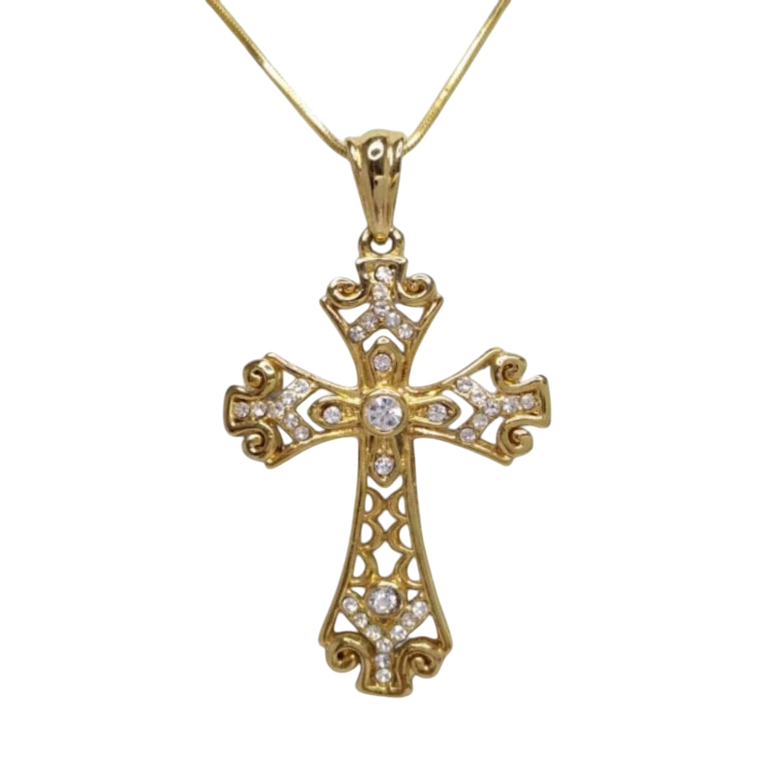 Shiny Stones Cross Necklace