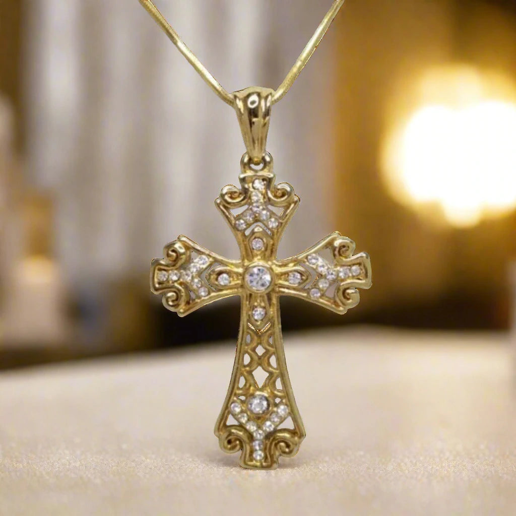 Shiny Stones Cross Necklace