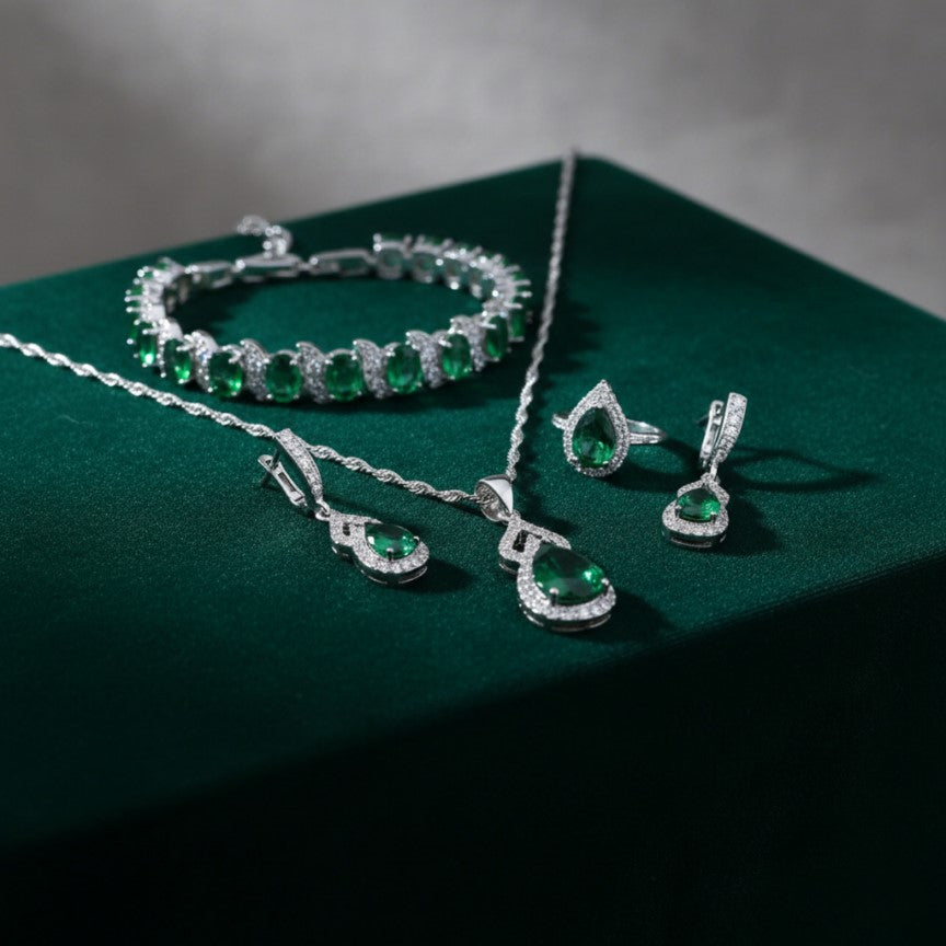 Shiny Drop Stone Jewelry Set