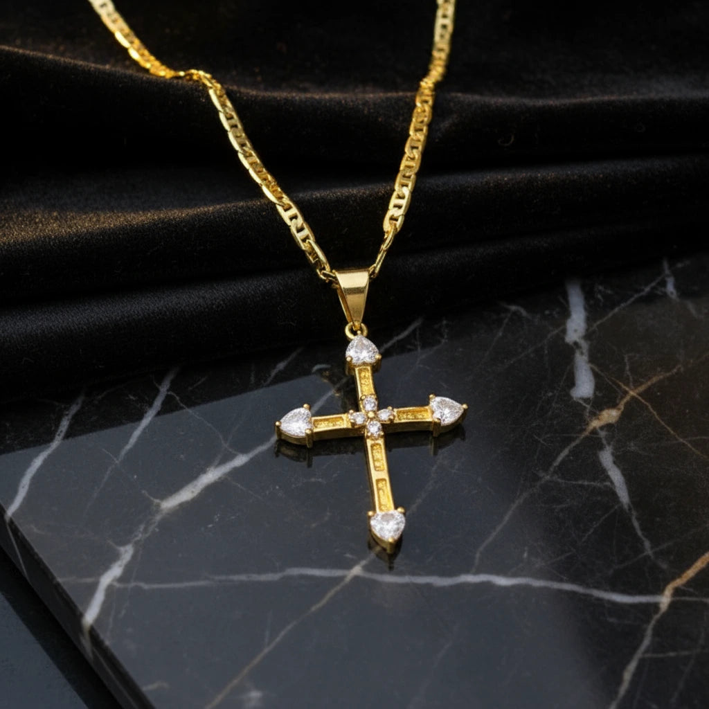 Stones Simple Cross Necklace