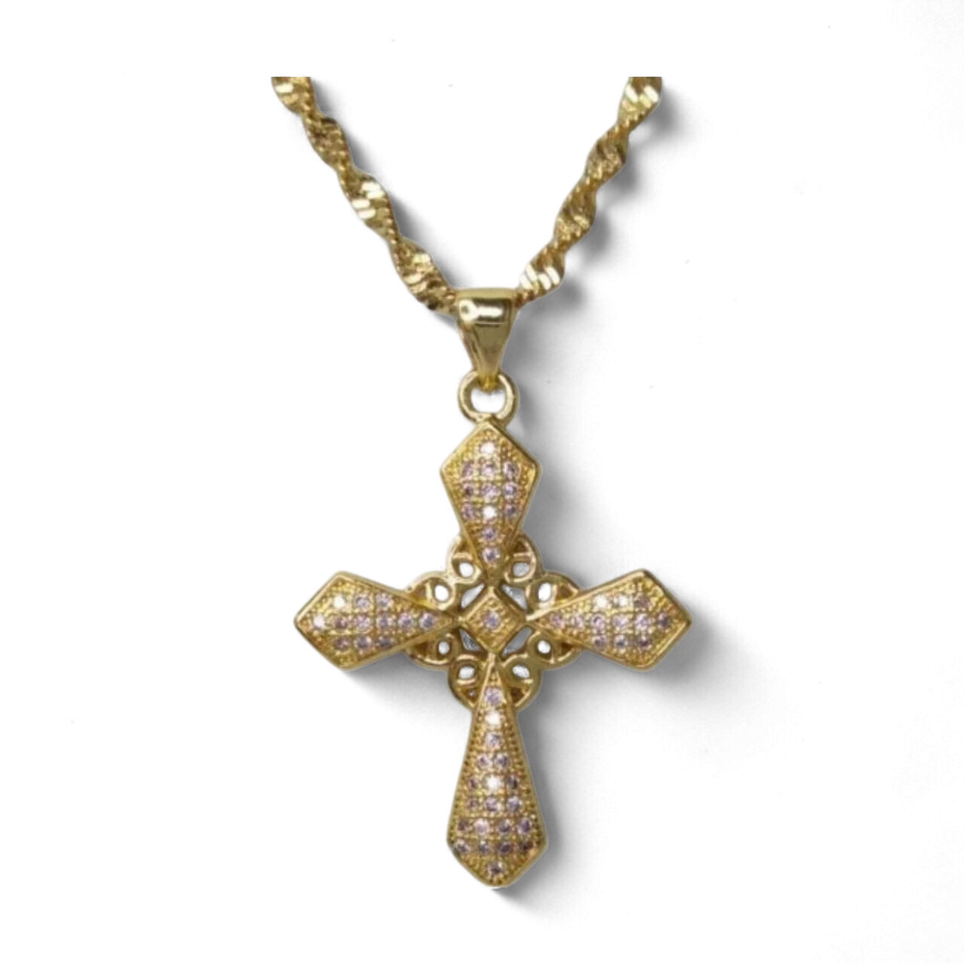 Tangled Shiny Cross Necklace