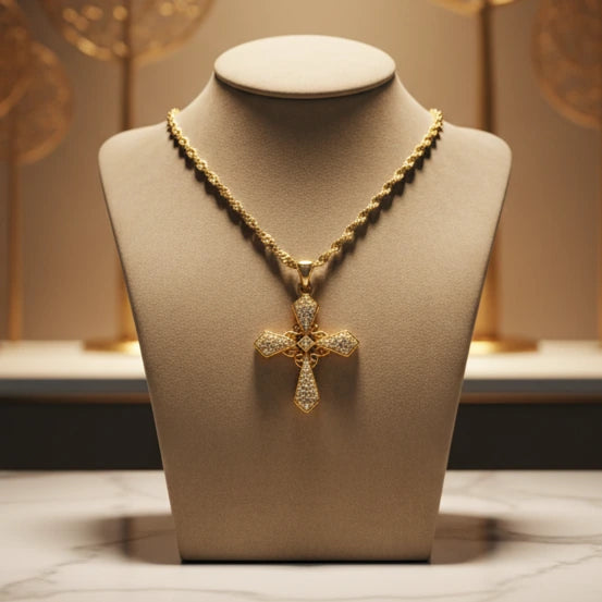 Tangled Shiny Cross Necklace