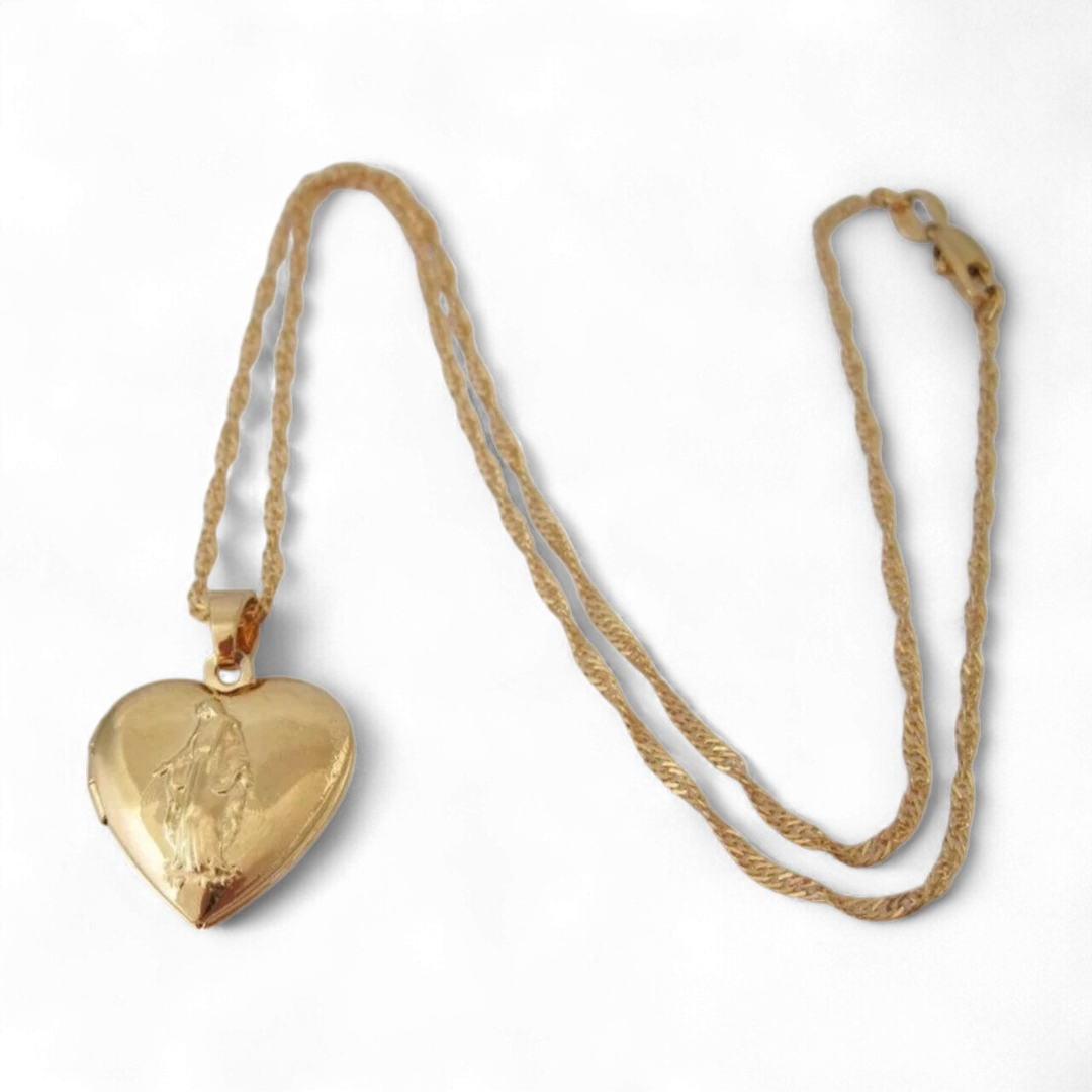 Virgin Mary Heart Frame Necklace