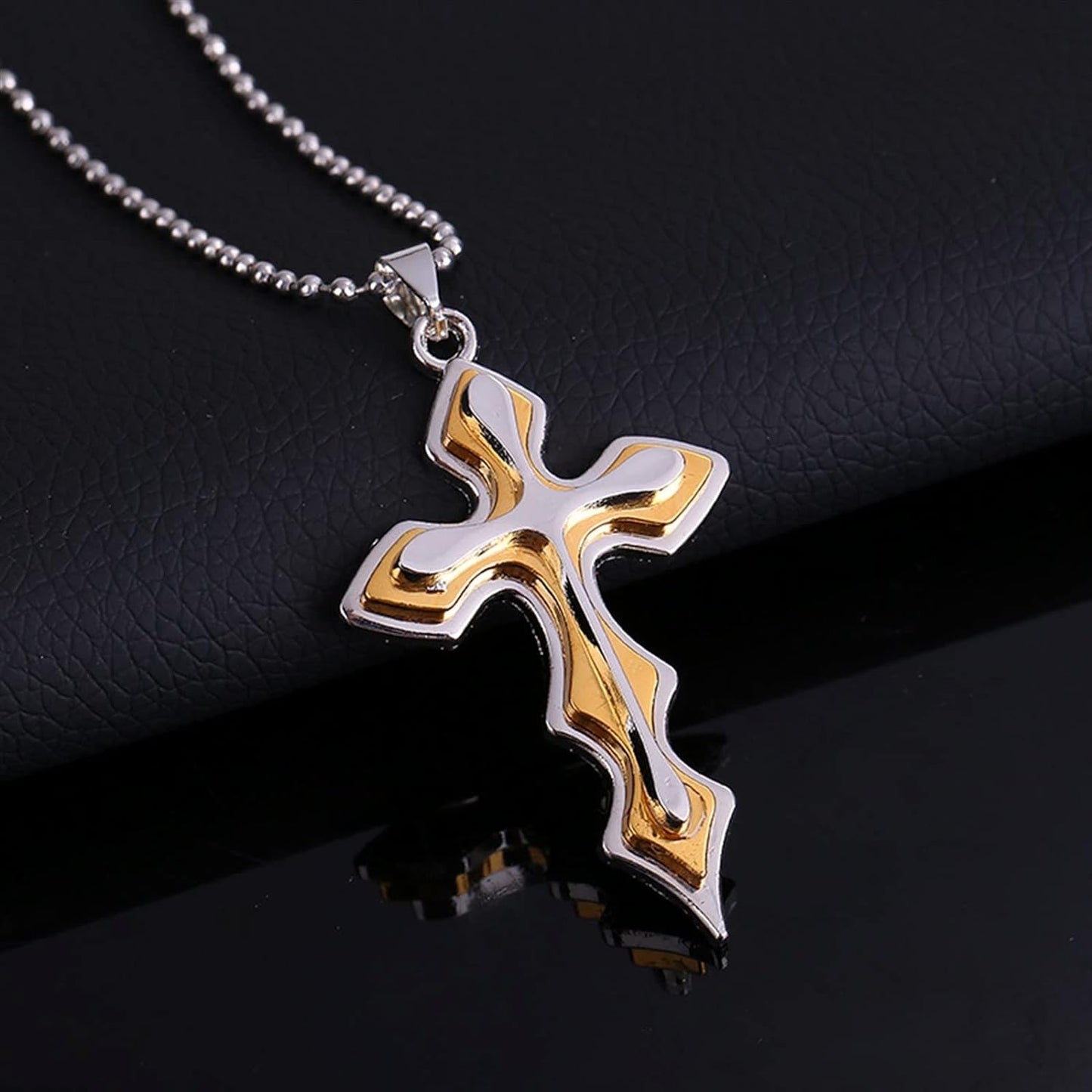 Wavy Triple Blue Cross Necklace
